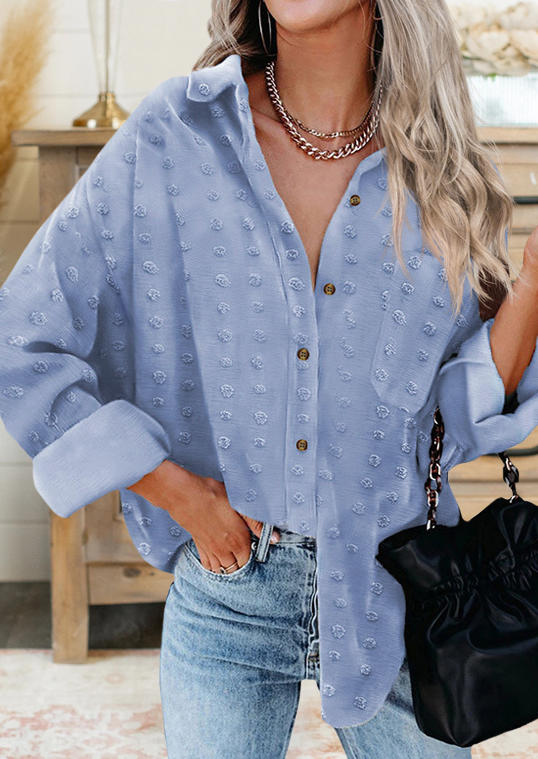 

Button Turn-down Collar Long Sleeve Shirt - Light Blue, 515379