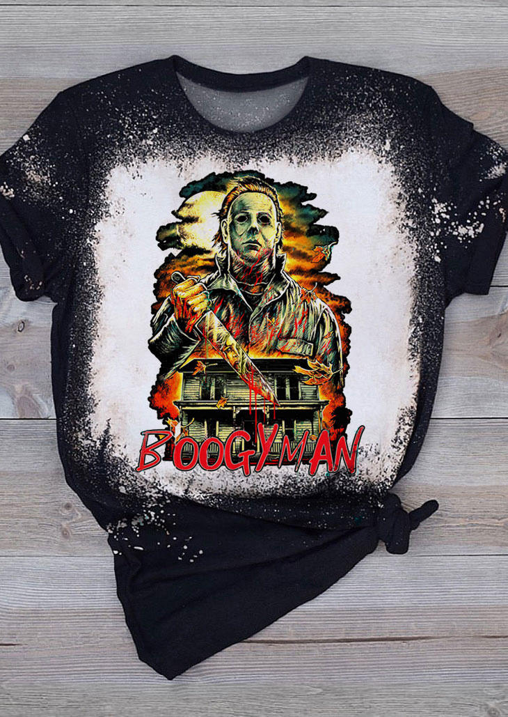 

Halloween Horror Movie Character Bleached T-Shirt Tee - Black, 515473