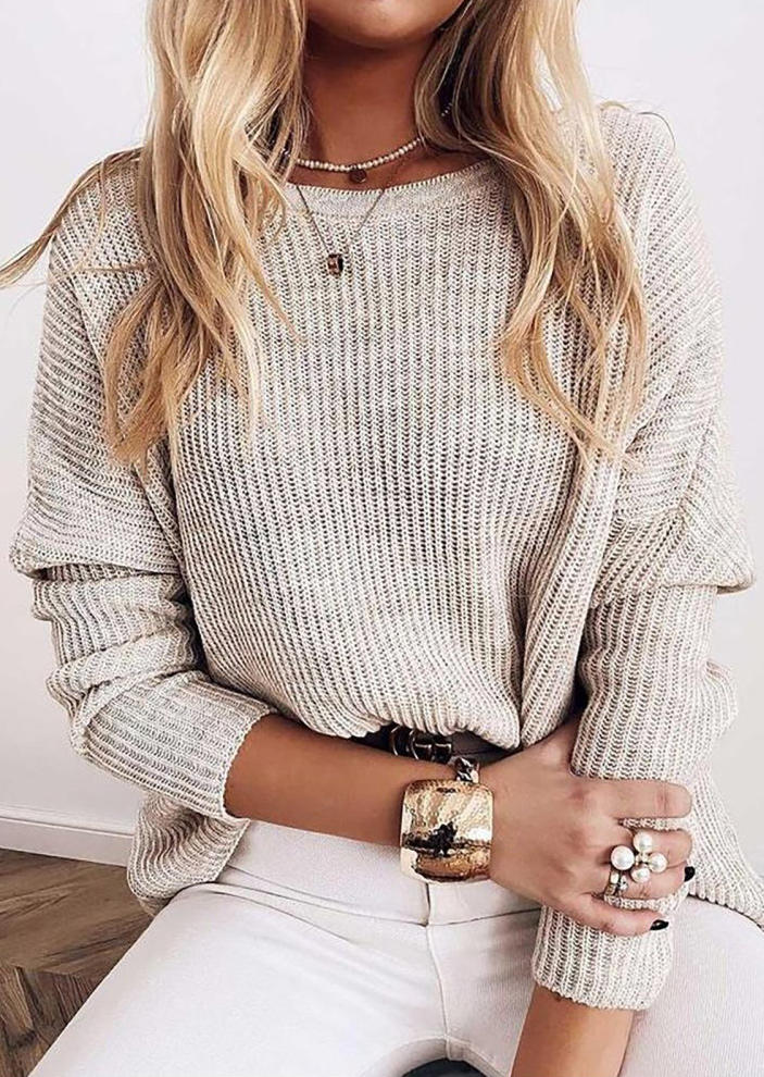 

Knitted Long Sleeve Sweater - Apricot, FZ003780