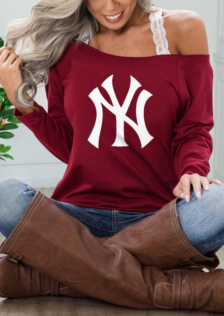 

New York Yankees Long Sleeve Sweatshirt without Lace Camisole - Burgundy, 515115