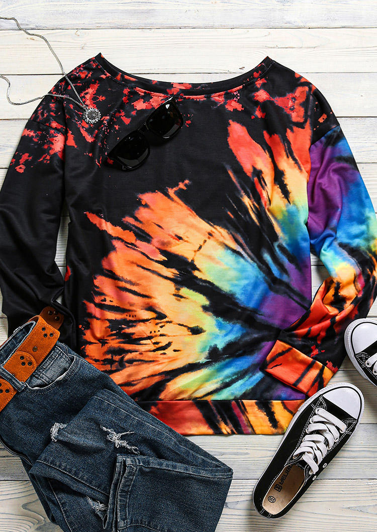 Reverse Tie Dye Rainbow Long Sleeve Sweatshirt