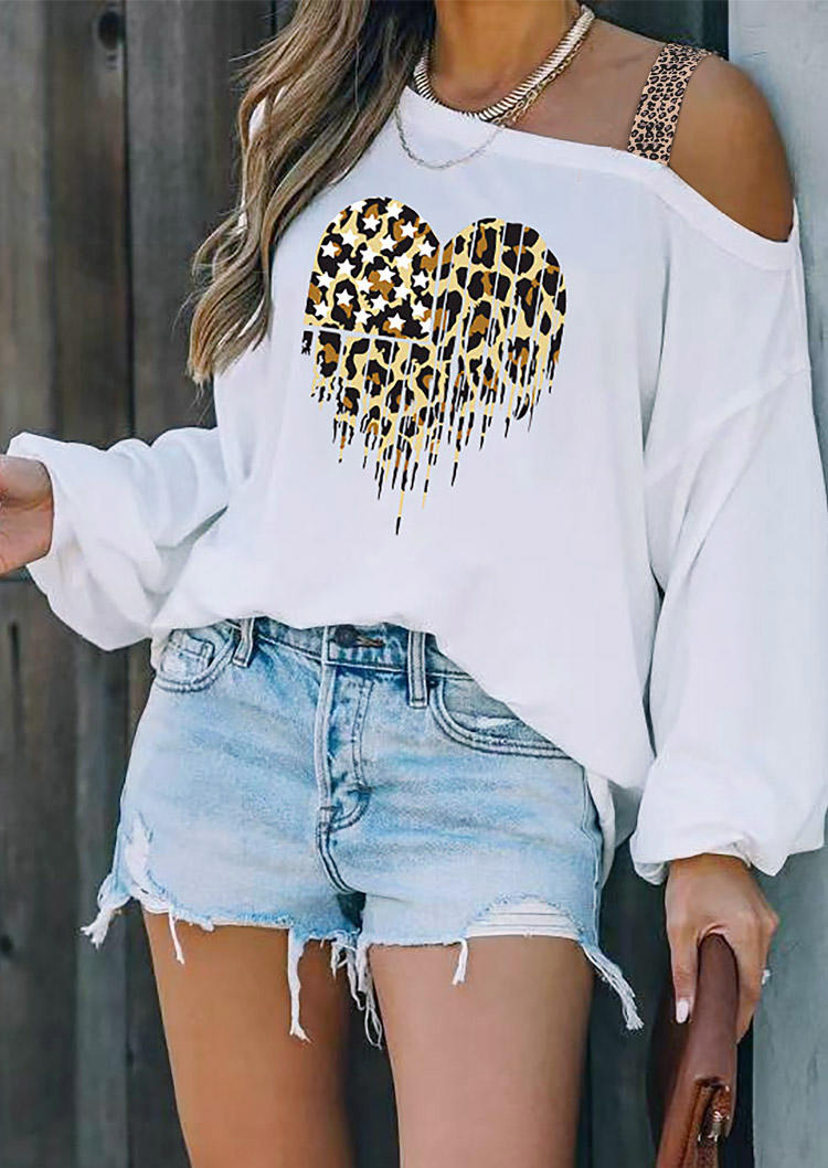 

Leopard Heart Long Sleeve Blouse - White, 514849