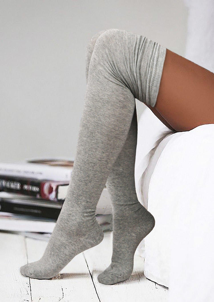 

Soft Warm Thigh-High Crimping Socks, Gray, 515015