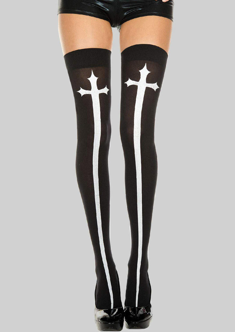 

Halloween Skull Cross Thigh-High Socks, Pattern2, 515032