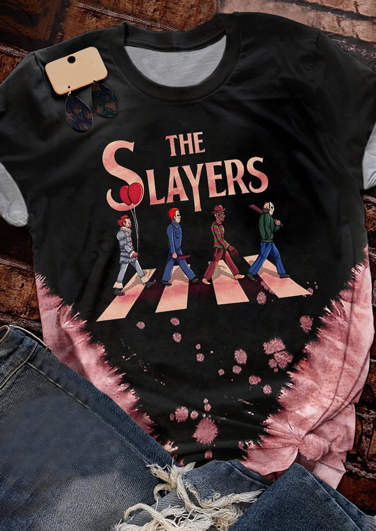 Buy The Slayers Graphic Bleached T-Shirt Tee - Black. Picture