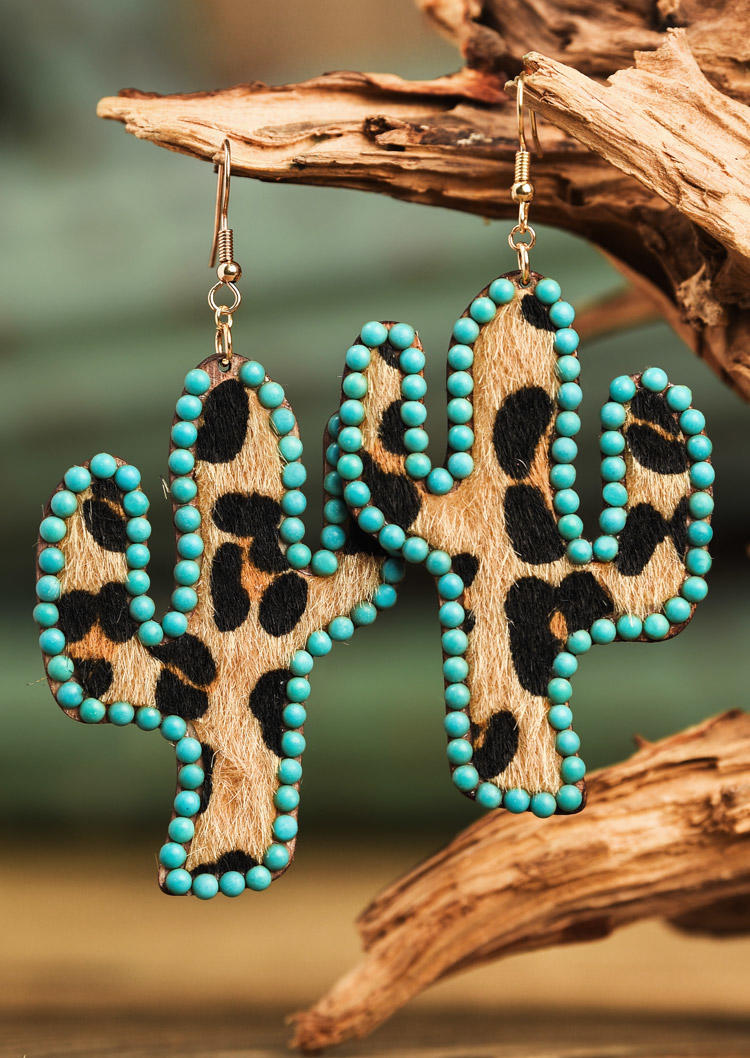 

Western Leopard Cactus Turquoise Earrings, Pattern1, 515075