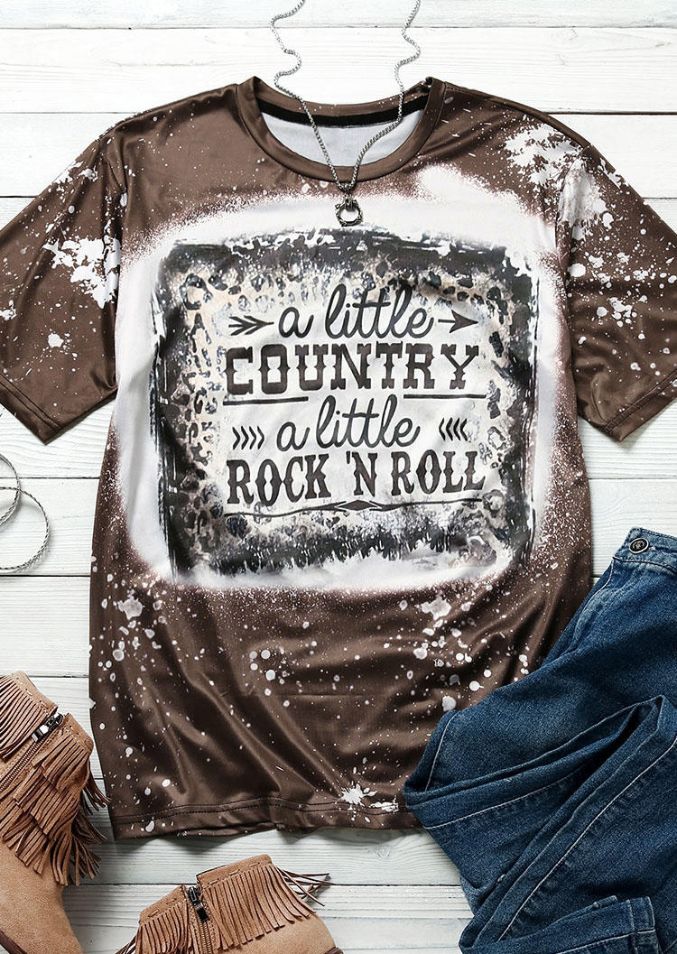 

A Little Country A Little Rock 'N Roll Leopard T-Shirt Tee - Coffee, 515335