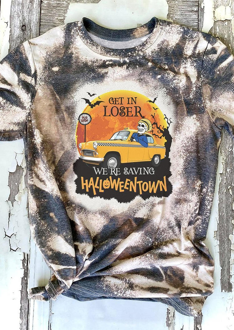 

Get In Loser We're Saving Halloweentown Bleached T-Shirt Tee, Multicolor, 515405