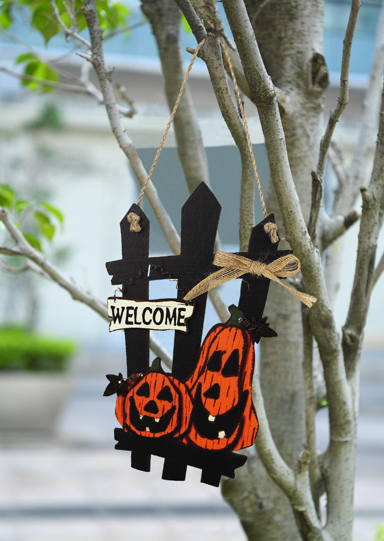 

Halloween Pumpkin Cat Welcome Door Hanging Decoration, Pattern1;pattern2, 515750