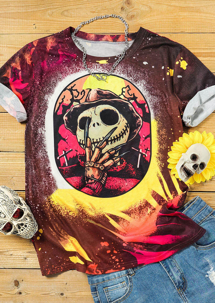 

Jack Freddy Skull Bleached T-Shirt Tee, Multicolor, 515294