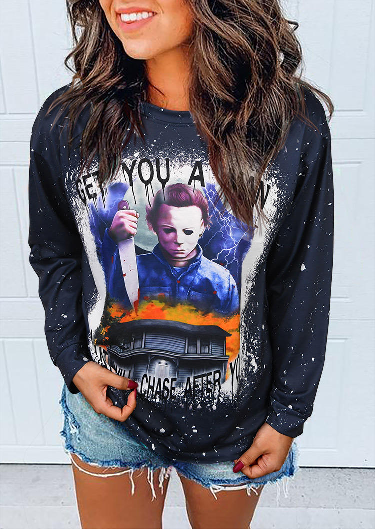 

Halloween Horror Movie Character Sweatshirt - Navy Blue, 515717