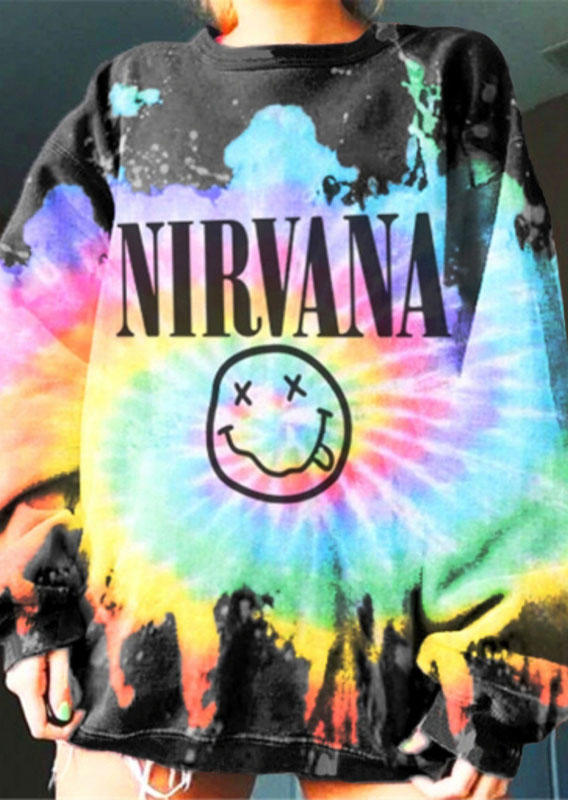 

Tie Dye Nirvana Smiley Face Pullover Sweatshirt, Multicolor, 515862