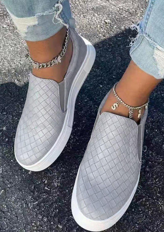 

Braided Round Roe Flat Sneakers - Gray, 515538