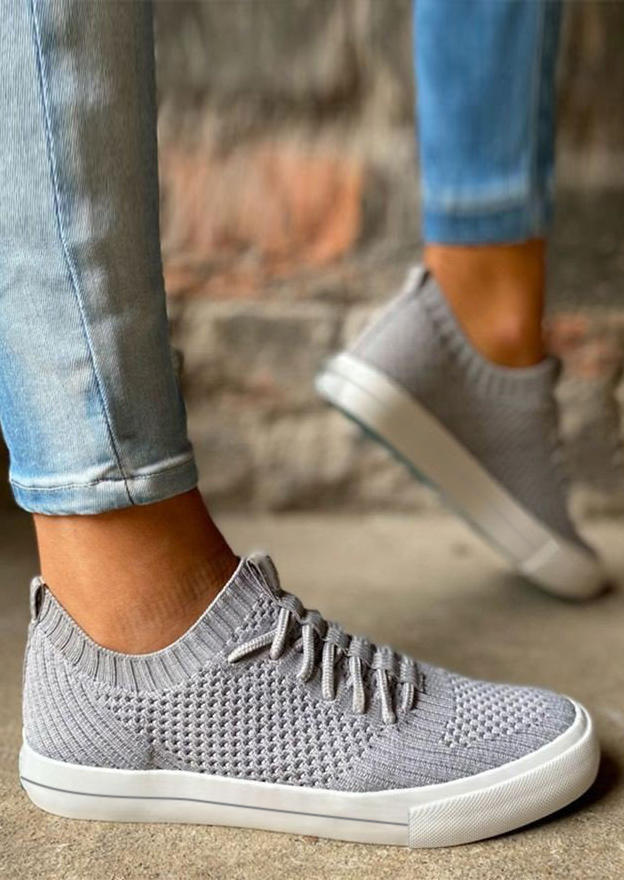 

Mesh Lace Up Breathable Sneakers - Gray, 515540