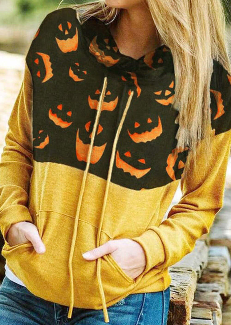 

Pumpkin Face Color Block Cowl Neck Sweatshirt, Multicolor, 515633