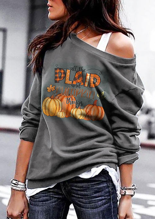 

Thanksgiving Plaid Pumpkin Sweatshirt - Gray, 515720