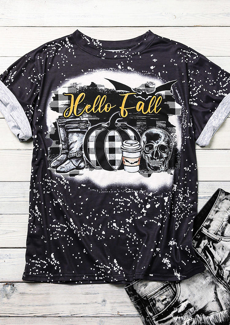 

Halloween Plaid Pumpkin Skull T-Shirt Tee - Dark Grey, 515822