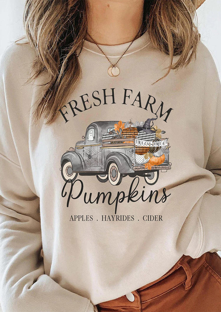 Thanksgiving Farm Fresh Pumpkins Sweatshirt - Apricot