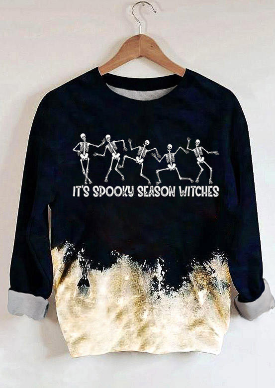 

Halloween Skeleton It' Spooky Season Witches Sweatshirt - Black, 516142