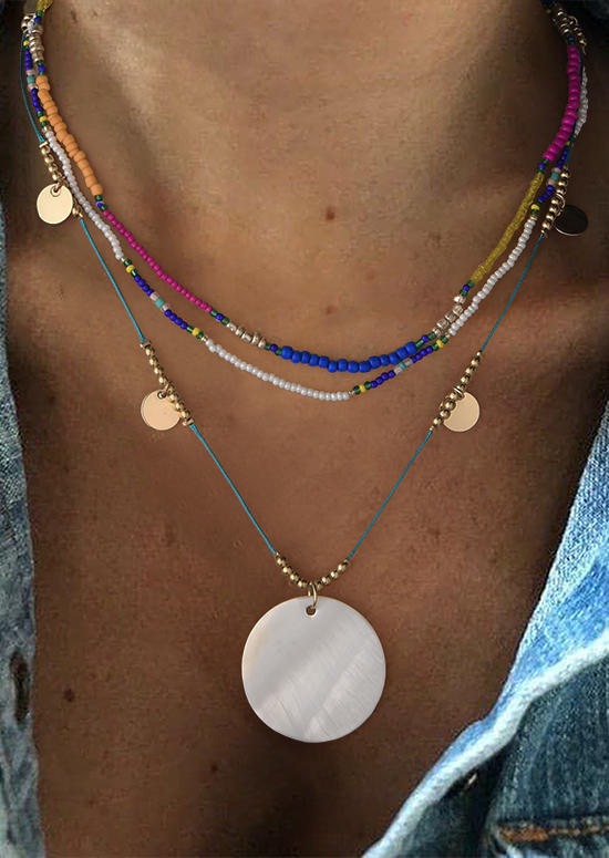 

Bohemian Beading Multi-Layered Necklace, Multicolor, 515842