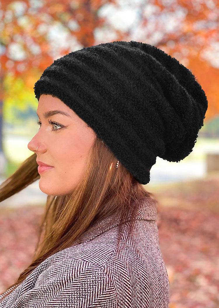 

Striped Bonnet Beanie Hat, Black;blue;khaki, 515927