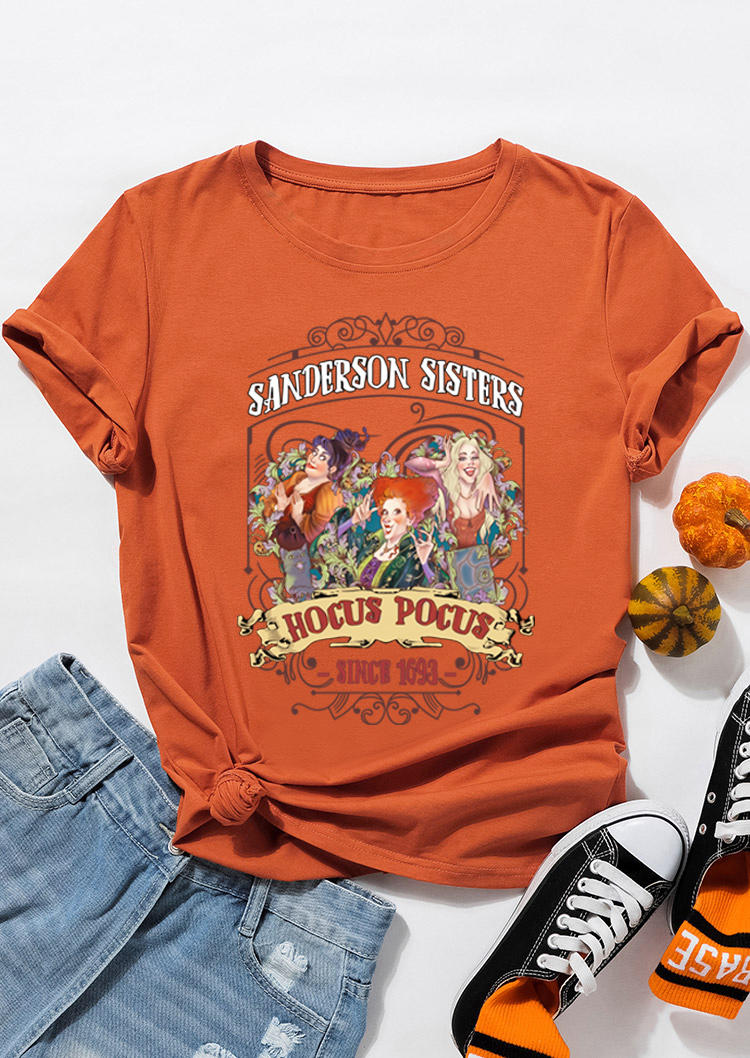 Halloween Sister O-Neck T-Shirt Tee - Orange