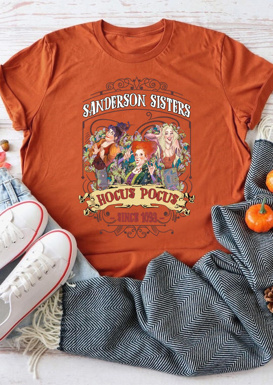 

Halloween Sister O-Neck T-Shirt Tee - Orange, 515617