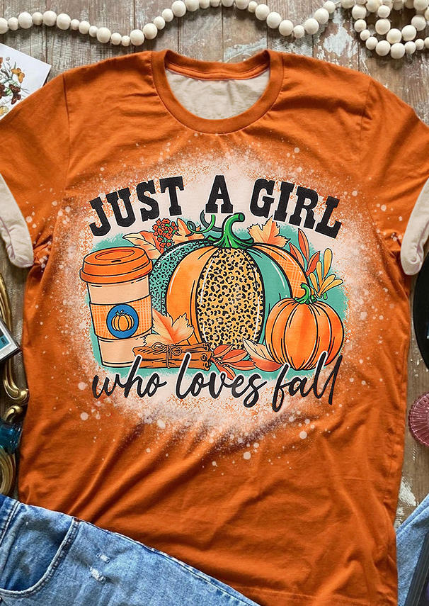 

Just A Girl Who Loves Fall Pumpkin T-Shirt Tee - Orange, 515954