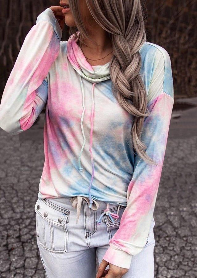 

Tie Dye Long Sleeve Cowl Neck Sweatshirt, Multicolor, 514703