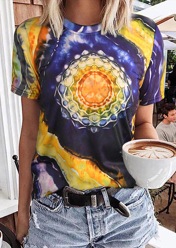 

Mandala Tie Dye Bohemian T-Shirt Tee, Multicolor, 515923