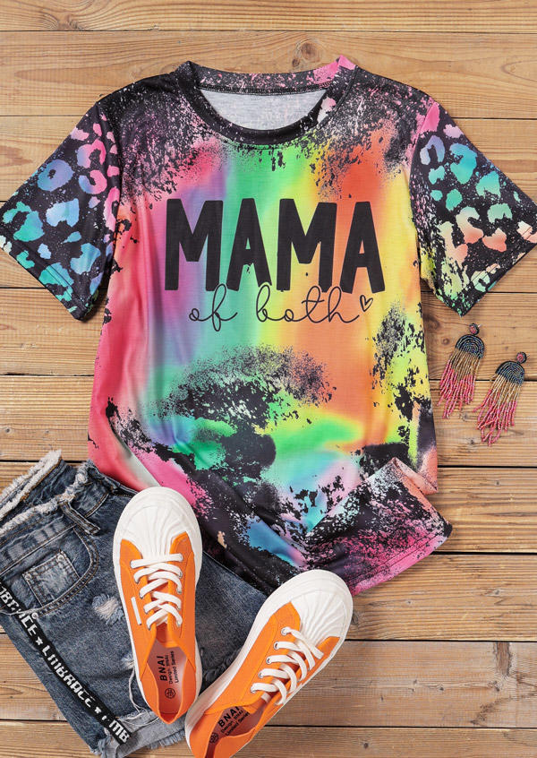 

Mama Of Both Tie Dye T-Shirt Tee, Multicolor, 516218