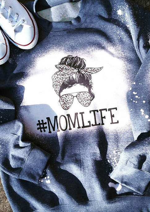 

Leopard Mom Life Distressed Bleached Sweatshirt - Blue, 516318