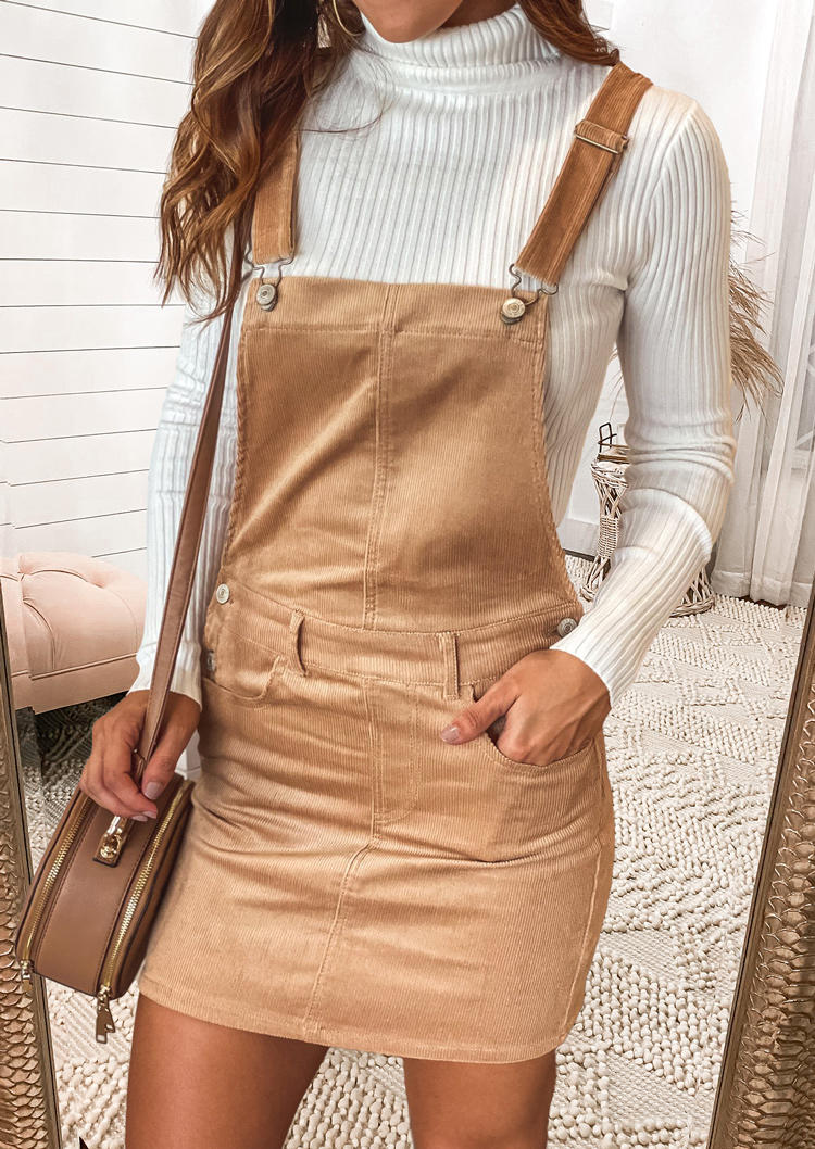 

Pocket Square Collar Overall Mini Dress - Yellow, 516423