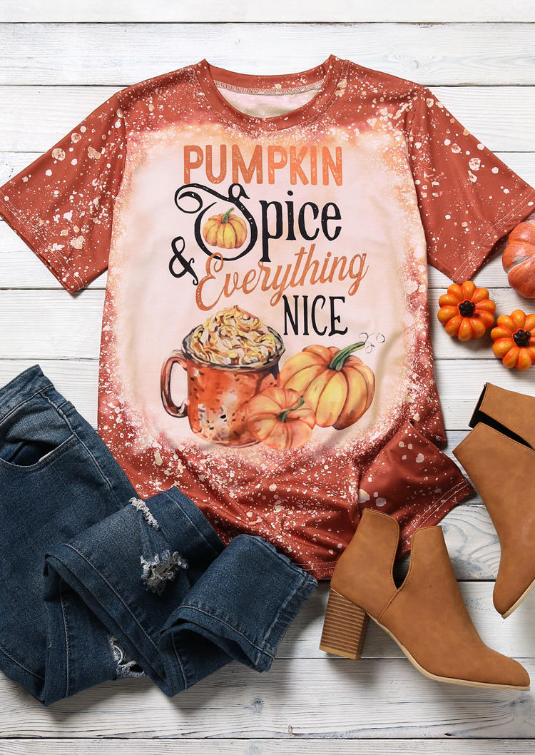 Buy Pumpkin Spice & Everything Nice T-Shirt Tee - Orange. Picture