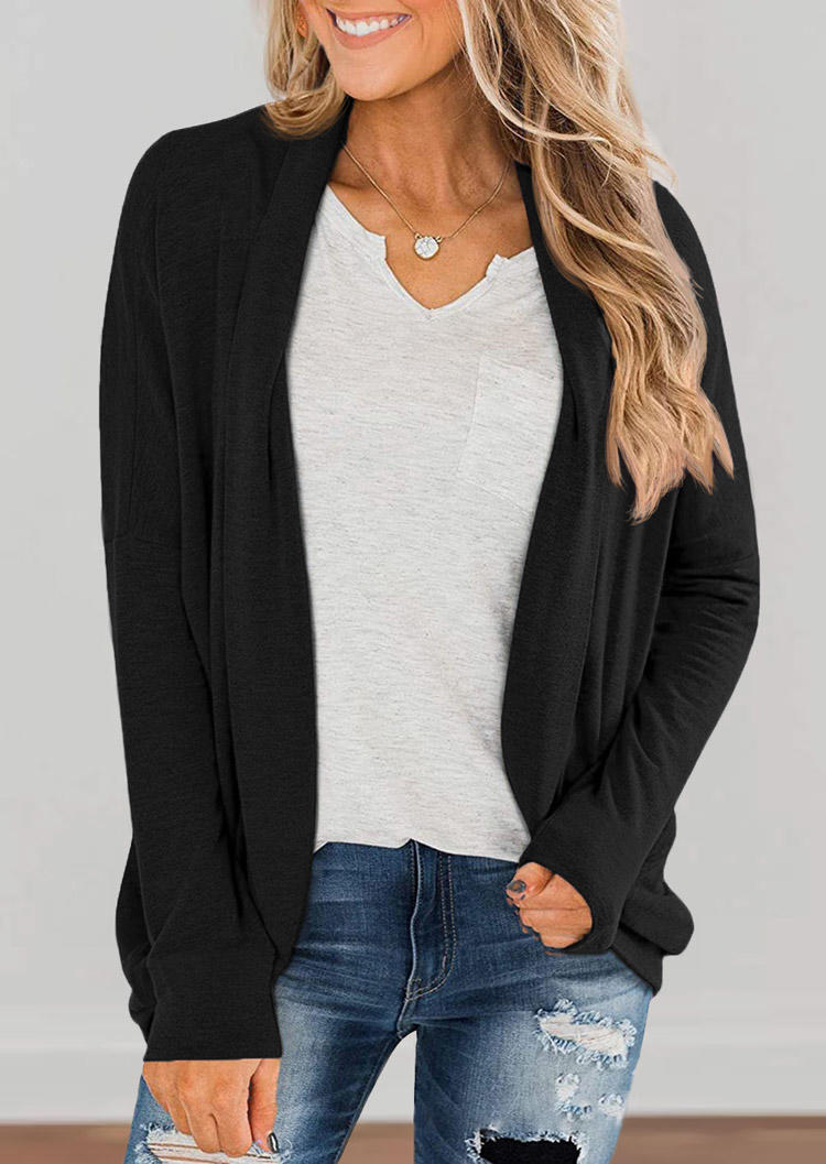 

Knitted Long Sleeve Cardigans - Black, 516182