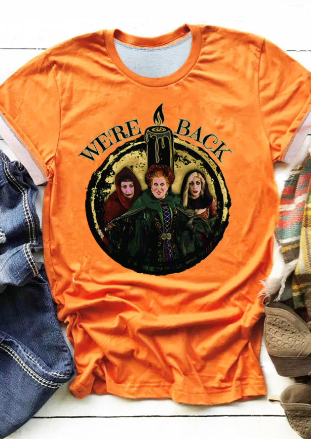 

We're Back Witch O-Neck T-Shirt Tee - Orange, 516553