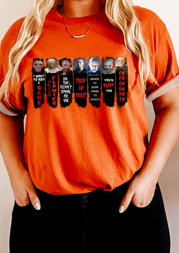 Horror Movie Character T-Shirt Tee - Orange