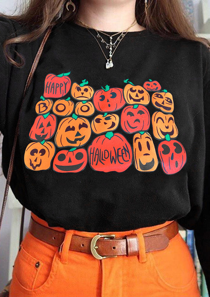 

Funny Pumpkin Face Pullover Sweatshirt - Black, 515290