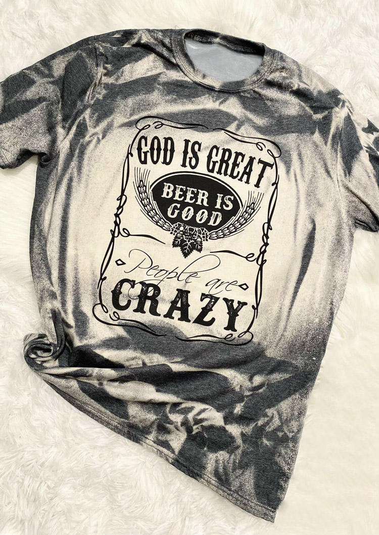 

God Is Great Beer Is Good T-Shirt Tee - Gray, 516727