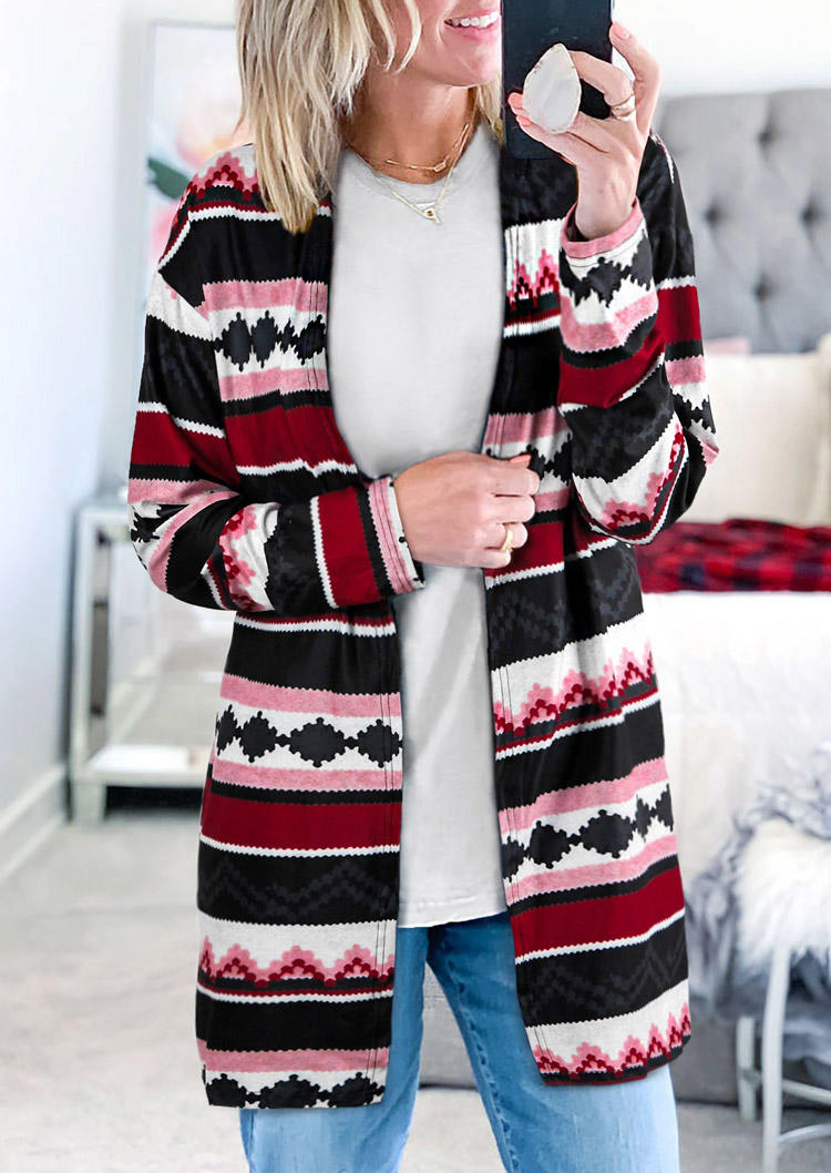 

Aztec Geometric Long Sleeve Casual Cardigan, Multicolor, 516332