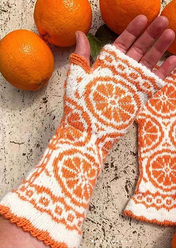 

Winter Warm Knitted Fingerless Gloves, Orange, 516494