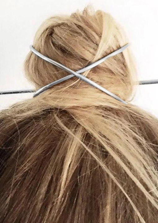 

Criss-Cross Asymmetric Alloy Hairpin, Silver, 516572