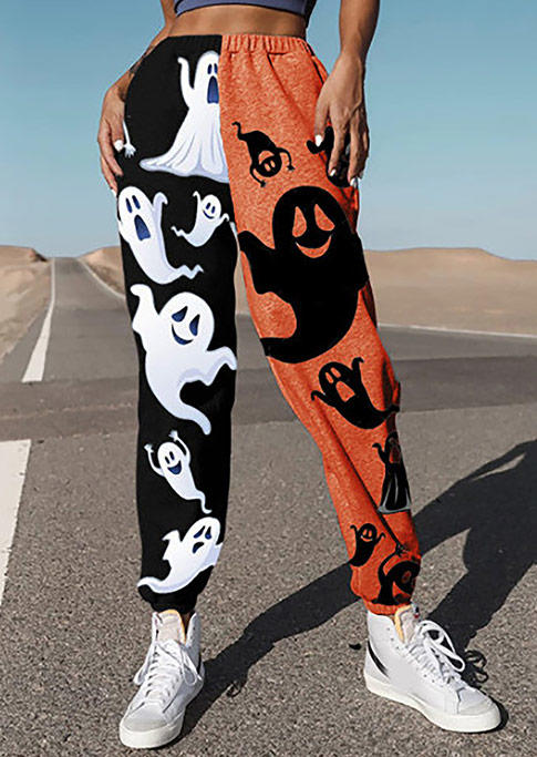 

Halloween Ghost Color Block Sweatpants - Black, 516970