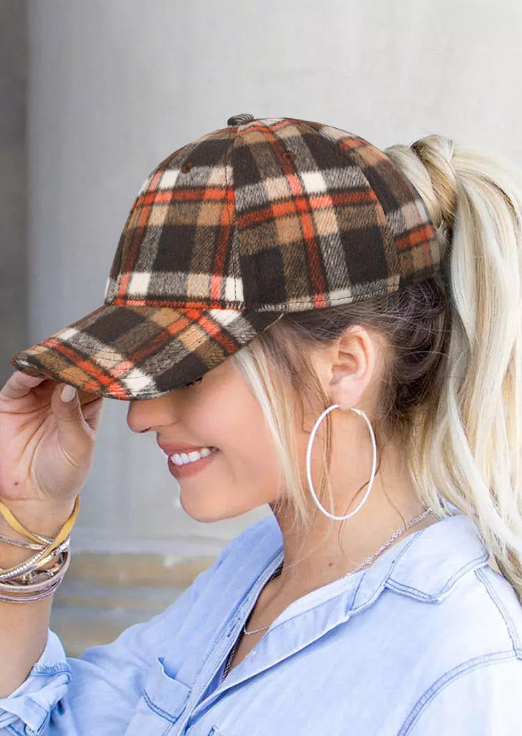 

Plaid Hollow Out Warm Baseball Cap, Yellow;khaki, 516750