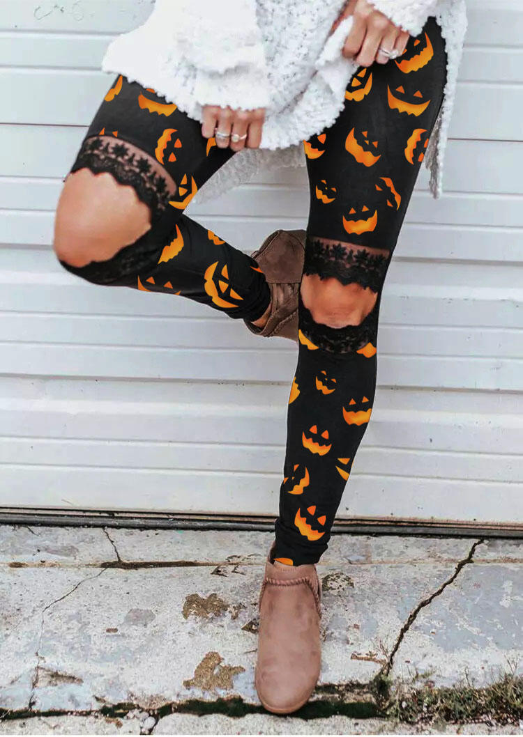 

Halloween Hollow Out Lace Splicing Skinny Leggings, Multicolor, 516763