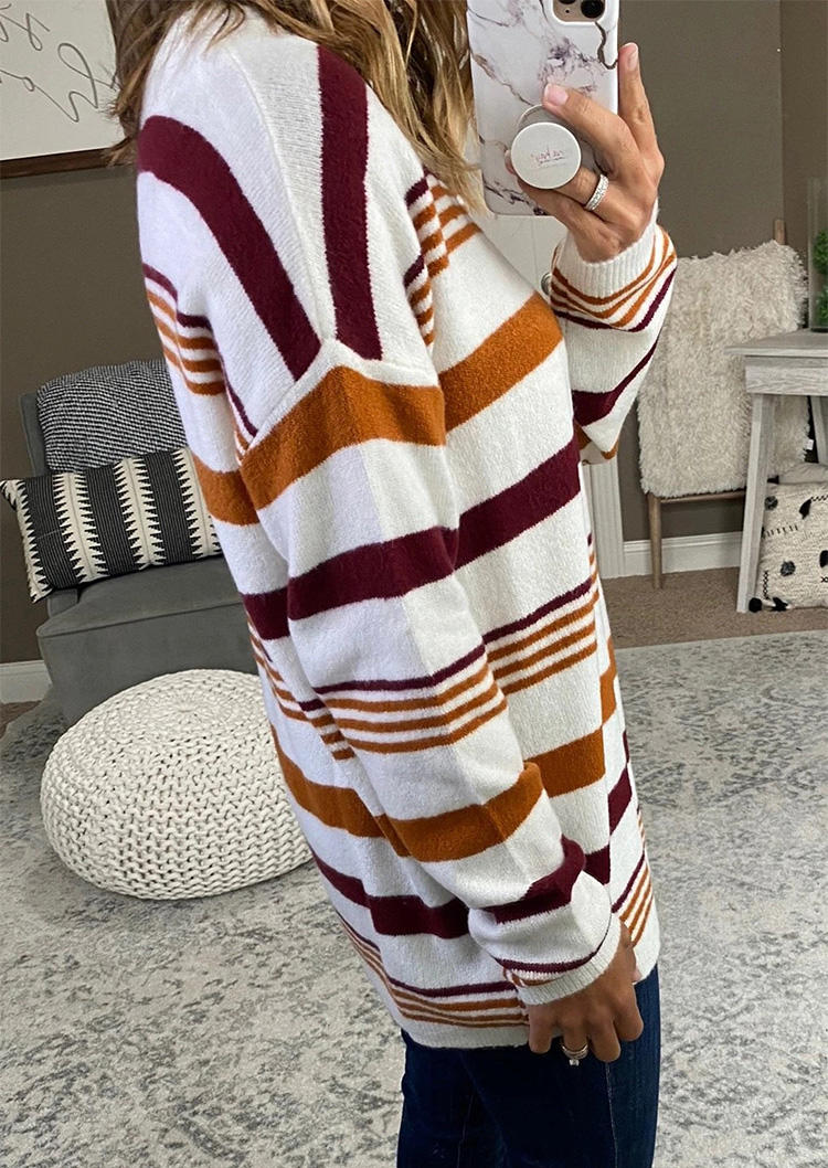 Colorful Striped Long Sleeve O-Neck Sweater