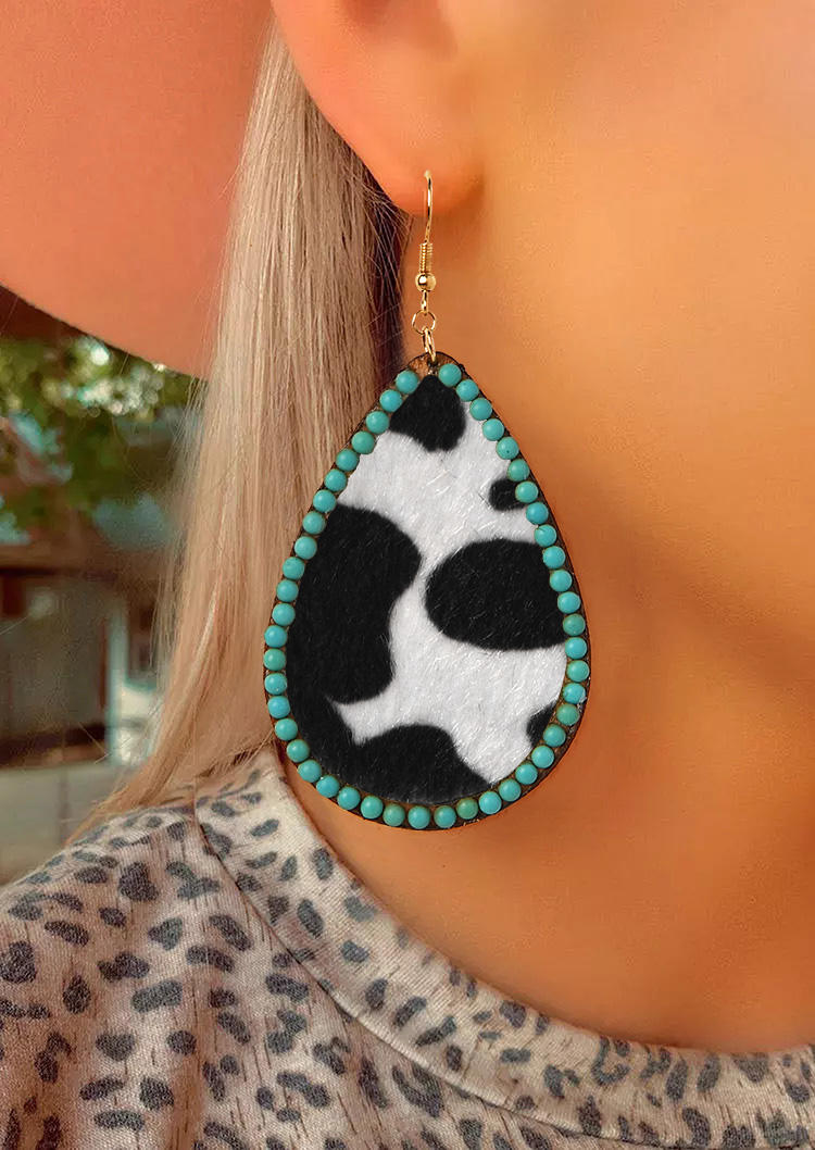 

Turquoise Cow Leopard Water Drop Earrings, Pattern3, 516873