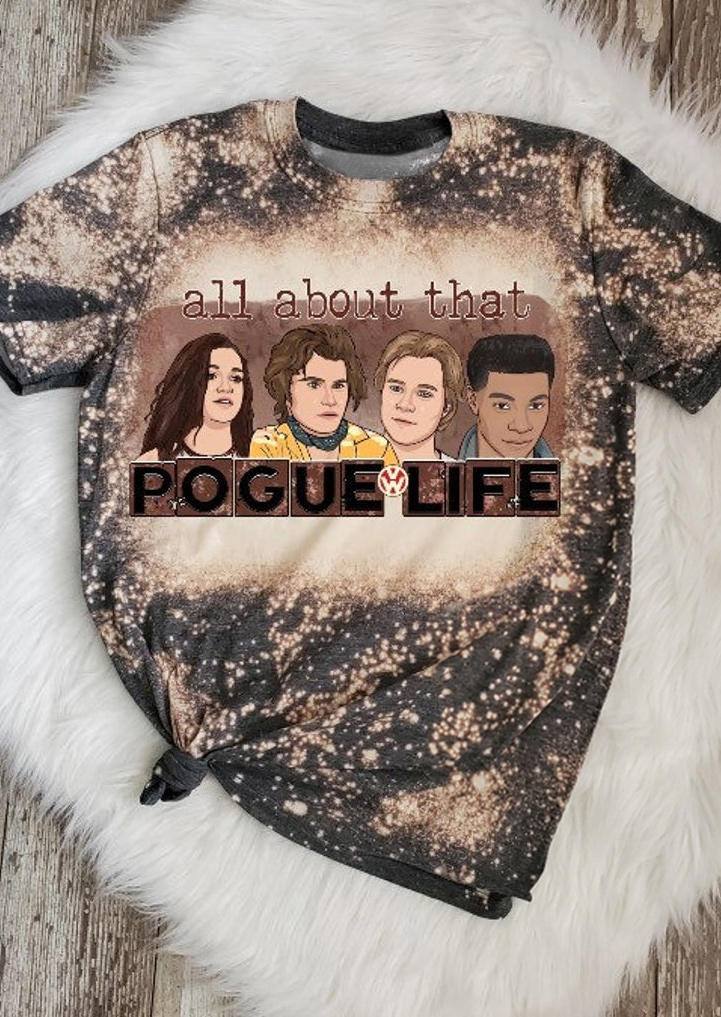 

All About That Pogue Life Bleached T-Shirt Tee, Multicolor, 517059