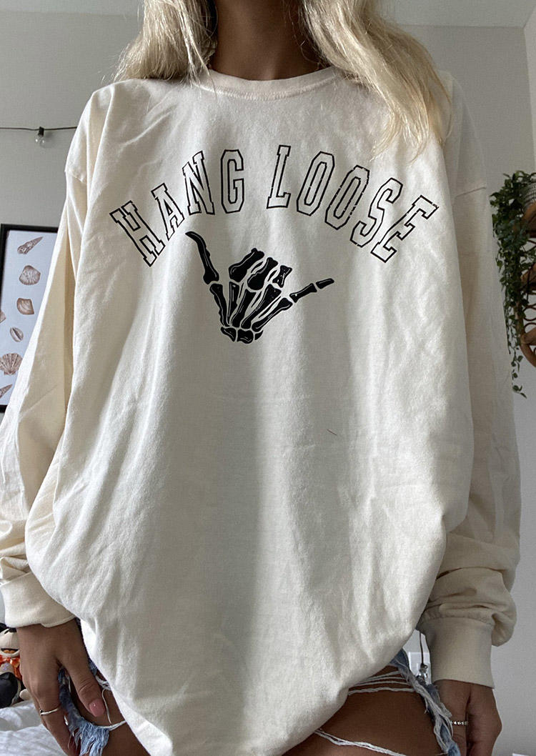 Hang Loose Skeleton Hand Sweatshirt - Beige