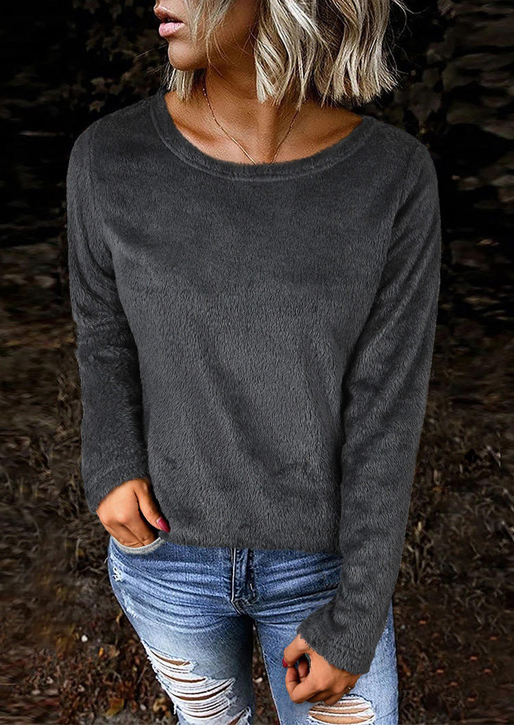 

Long Sleeve O-Neck Blouse - Gray, 516019
